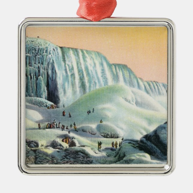 View of American Falls in Winter # 2 Metal Ornament (Front)