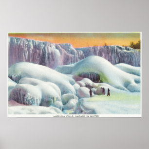 View of American Falls in Winter Poster