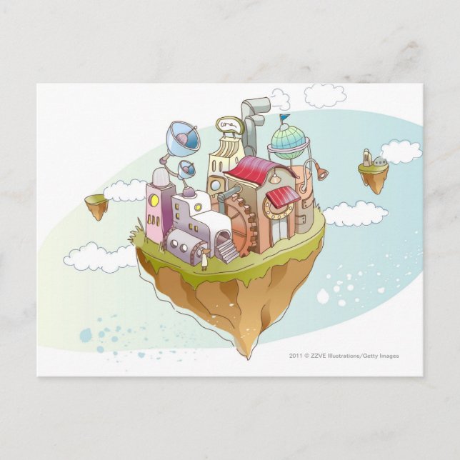 View of an colorful abstract illustration postcard (Front)