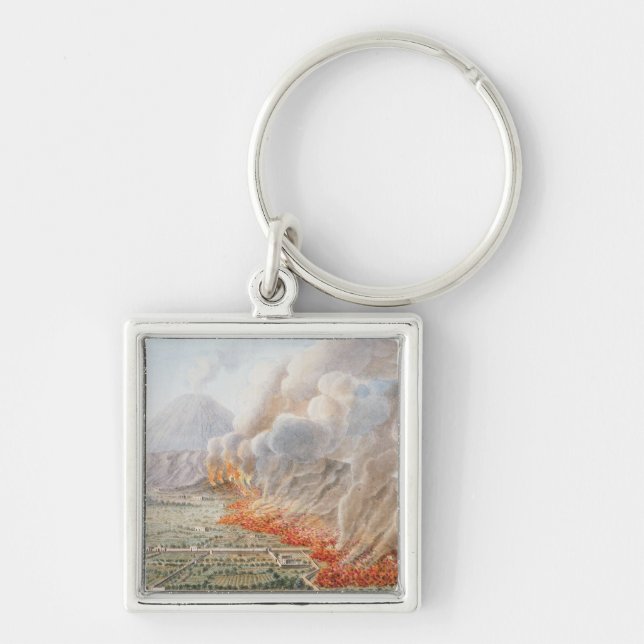 View of an eruption of Mt. Vesuvius which began on Keychain (Front)