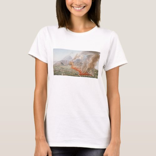 View of an eruption of Mt Vesuvius which began on T_Shirt
