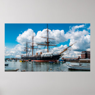 View of an historic Victorian armored frigate bat Poster