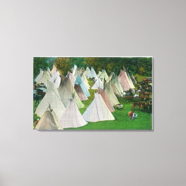 View of an Indian Village and Pendleton Canvas Print (Front)