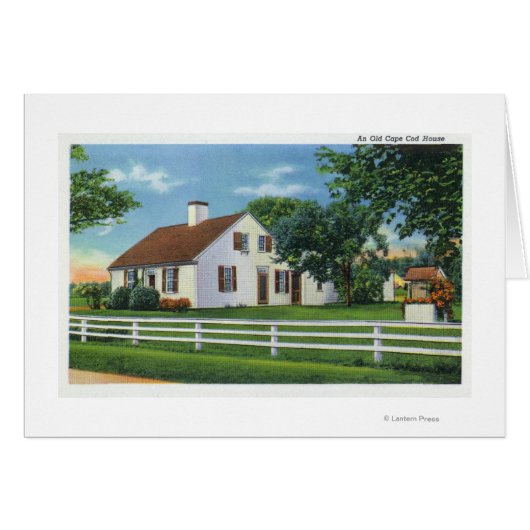 View of an Old Cape Cod Home Cards (Front Horizontal)