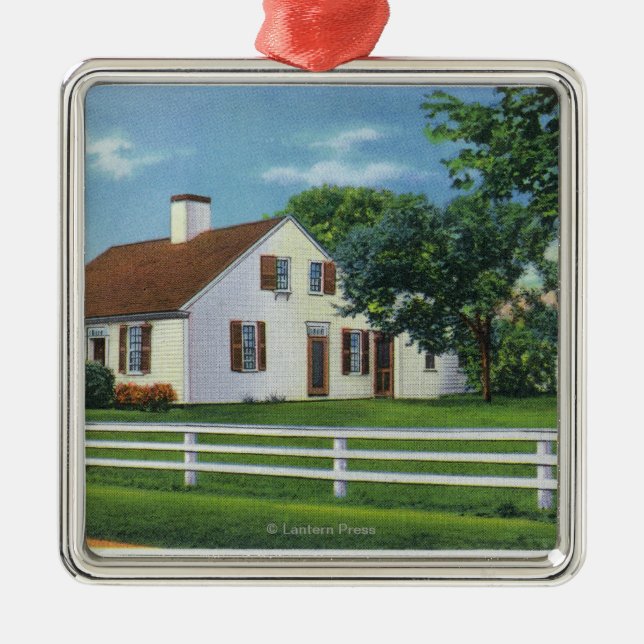 View of an Old Cape Cod Home Metal Ornament (Front)