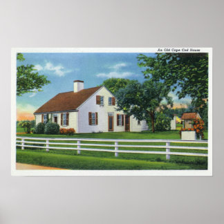 View of an Old Cape Cod Home Poster