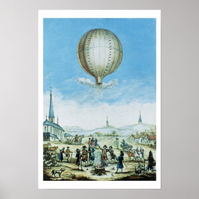 View of Annonay in Vivarais and the first flight o Poster (Front)