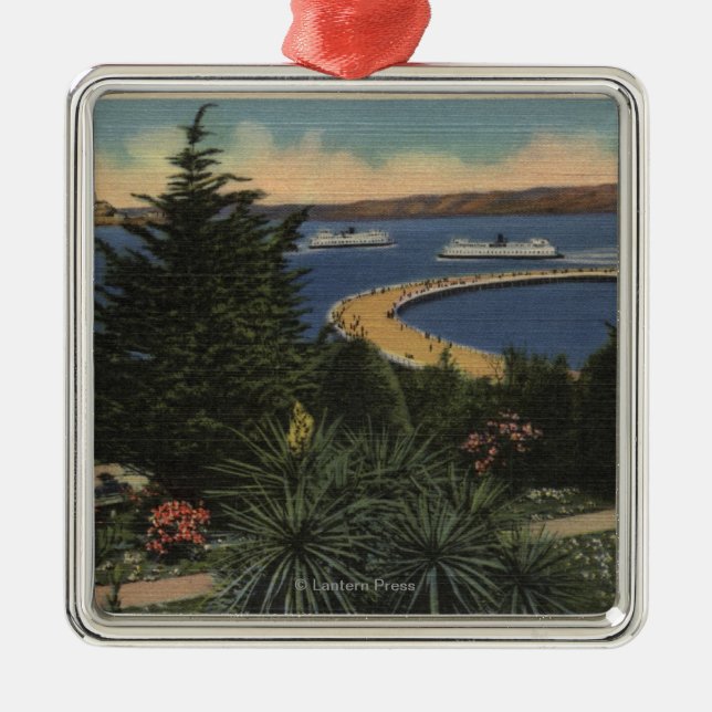 View of Aquatic Park Promenade & Pier Metal Ornament (Front)