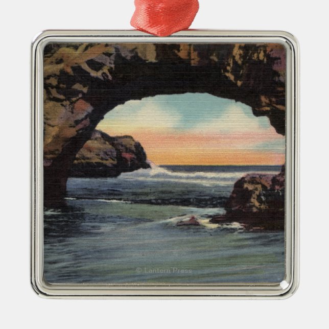 View of Arch Rock along West Cliff Drive Metal Ornament (Front)
