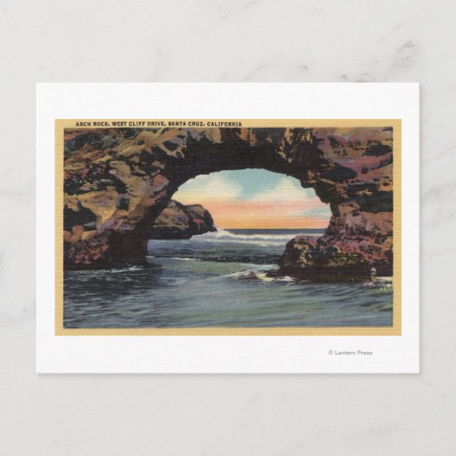 View of Arch Rock along West Cliff Drive Postcard (Front)