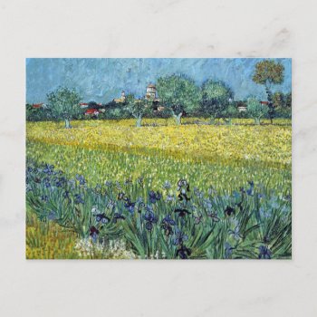 View Of Arles With Irises By Van Gogh Postcard by mangomoonstudio at Zazzle