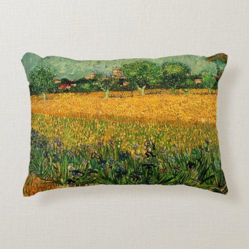 View of Arles with Irises by Vincent van Gogh Accent Pillow