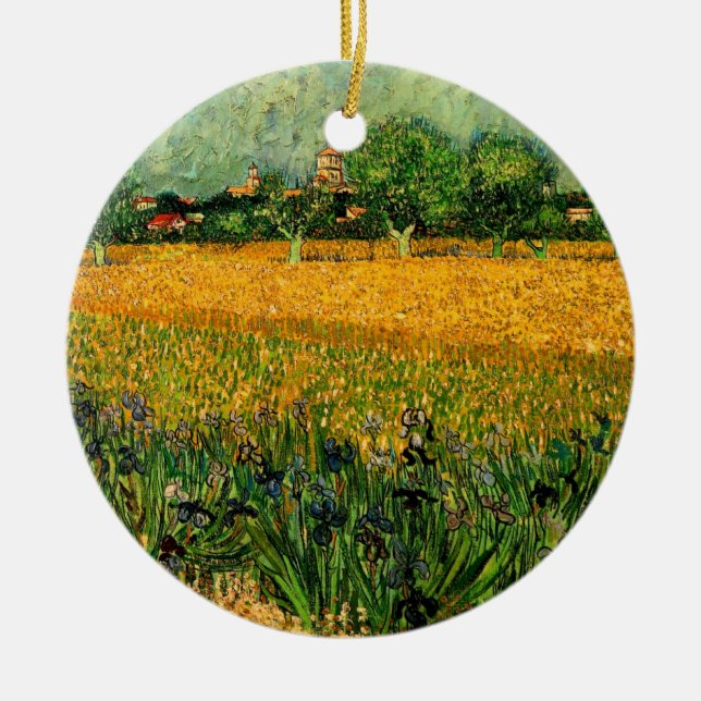 View of Arles with Irises by Vincent van Gogh Ceramic Ornament (Front)