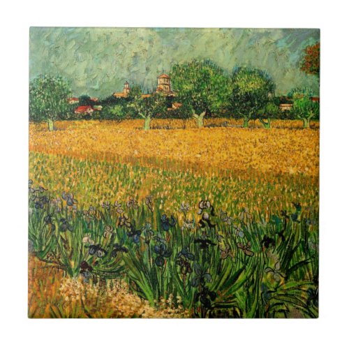 View of Arles with Irises by Vincent van Gogh Ceramic Tile