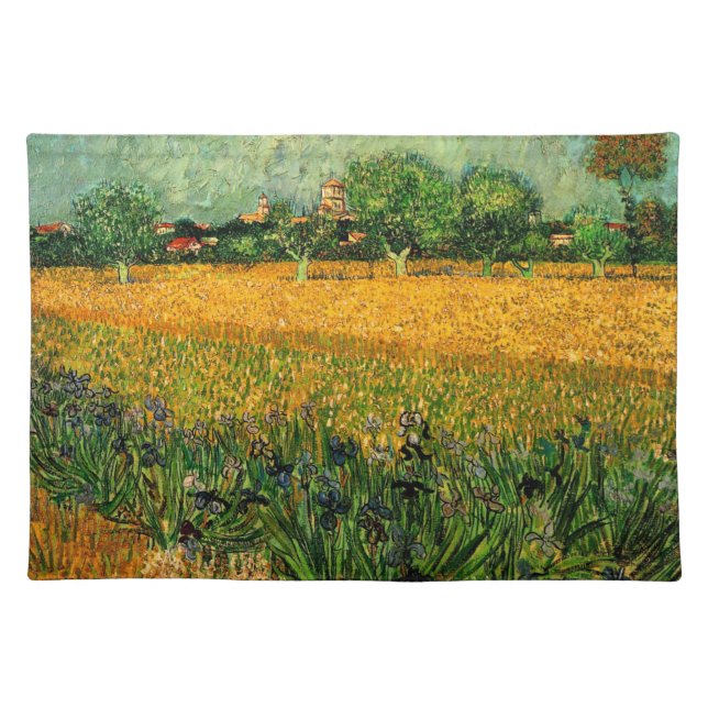 View of Arles with Irises by Vincent van Gogh Cloth Placemat (Front)