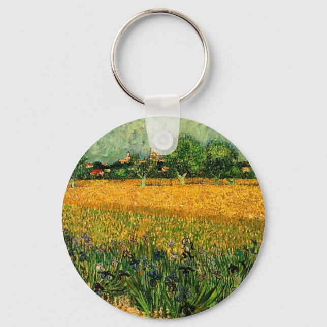 View of Arles with Irises by Vincent van Gogh Keychain (Front)
