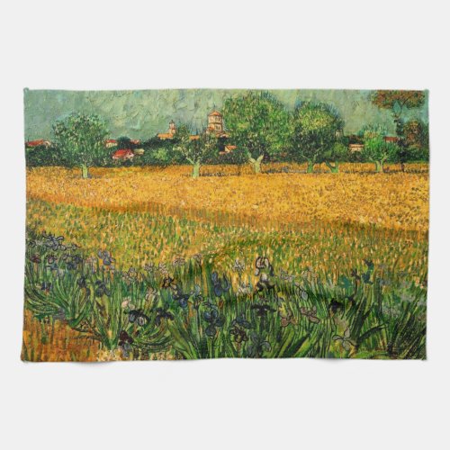 View of Arles with Irises by Vincent van Gogh Kitchen Towel