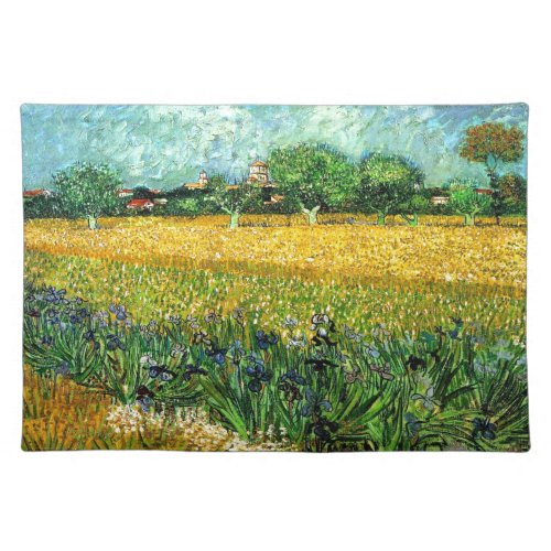 View of Arles with Irises in the Foreground Cloth Placemat