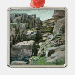 View of Ascending Giant Rock Steps in Rockface Metal Ornament