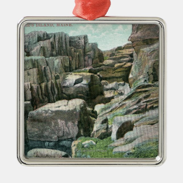 View of Ascending Giant Rock Steps in Rockface Metal Ornament (Front)