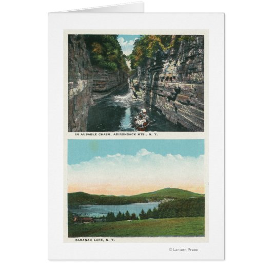 View of Ausable Chasm and Saranac Lake Cards (Front)