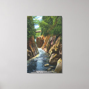 View of Ausable River Falls and Bridge Canvas Print