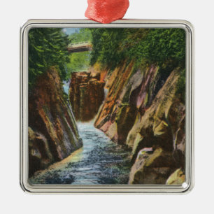 View of Ausable River Falls and Bridge Metal Ornament