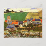 View of Auvers by Vincent van Gogh Postcard<br><div class="desc">View of Auvers by Vincent van Gogh is a vintage fine art post impressionism architectural painting featuring a landscape of fields and cottages in the city of Auvers, France. About the artist: Vincent Willem van Gogh was a Post Impressionist painter whose work was most notable for its rough beauty, emotional...</div>