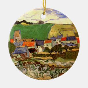 View of Auvers, Vincent van Gogh. Happy birthday t Ceramic Ornament