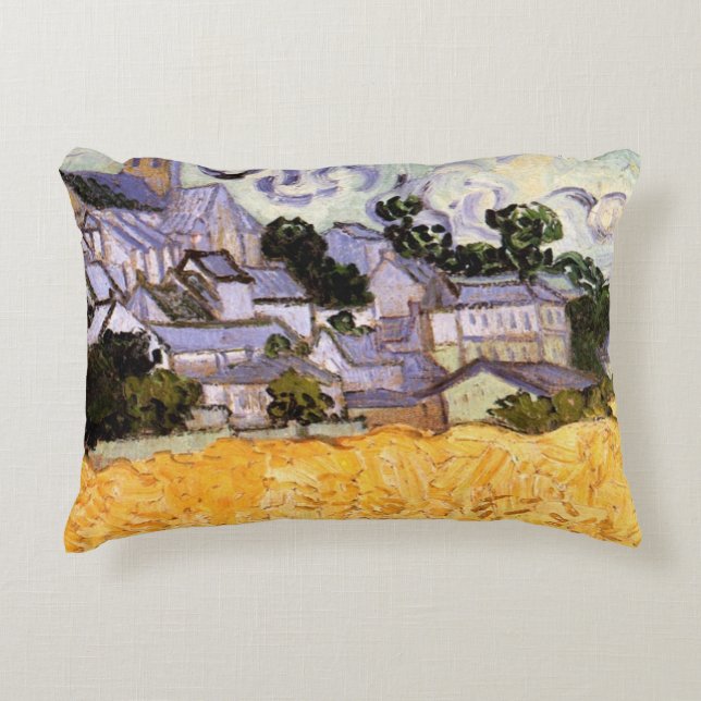 View of Auvers with Church by Vincent van Gogh Accent Pillow (Front)