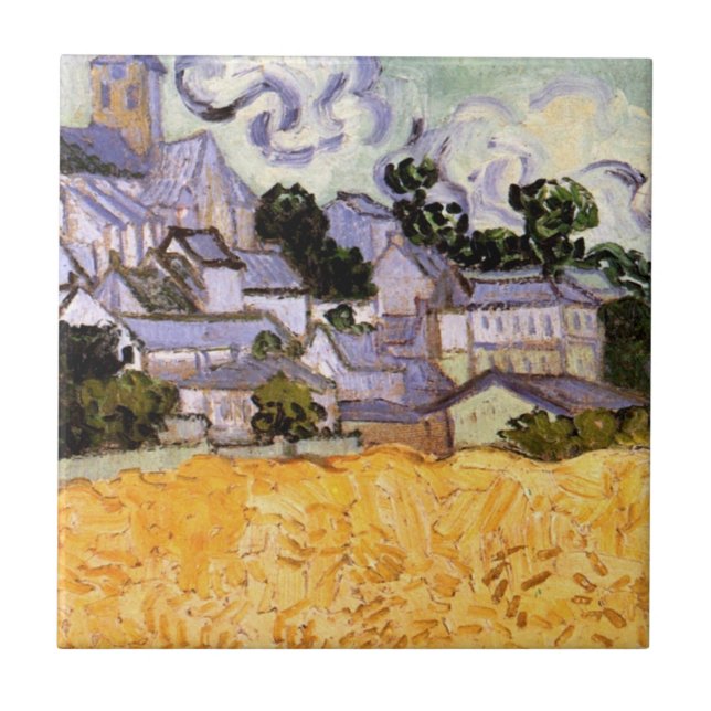 View of Auvers with Church by Vincent van Gogh Ceramic Tile (Front)