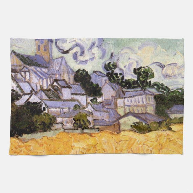 View of Auvers with Church by Vincent van Gogh Kitchen Towel (Horizontal)