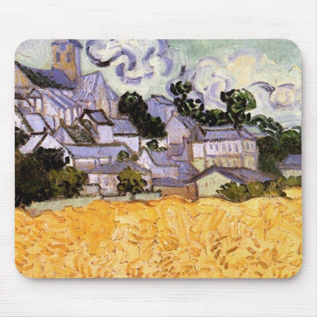 View of Auvers with Church by Vincent van Gogh Mouse Pad (Front)
