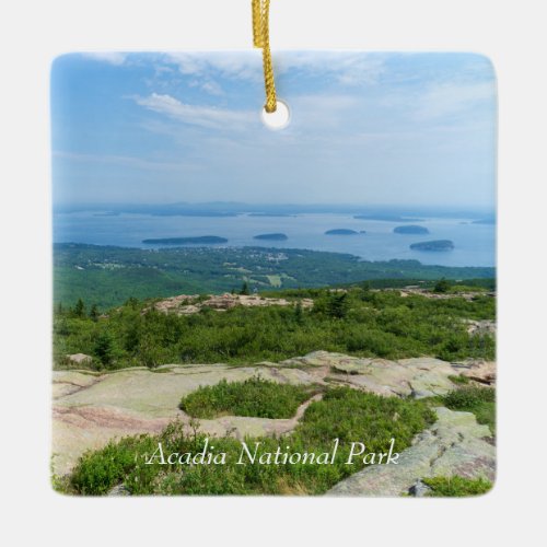 View of Bar Harbor from Cadillac Mountain Ceramic Ornament