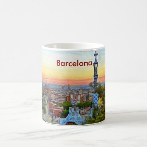 View of Barcelona at sunset from Park Guell Coffee Mug