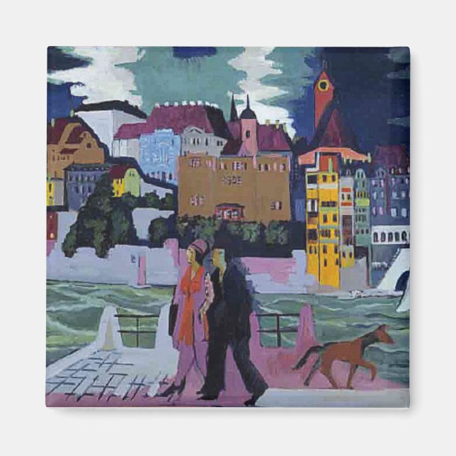 View of Basel and the Rhine, Ernst Ludwig Kirchner Magnet (Front)