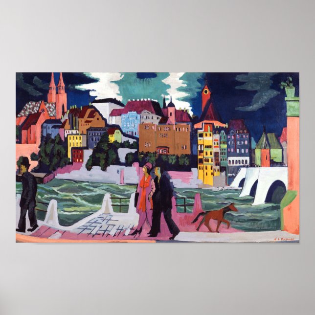 View of Basel and the Rhine | Kirchner | Poster (Front)