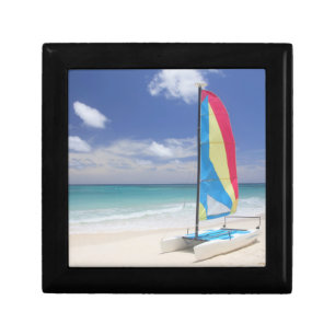 View Of Beach With Sailboat Jewelry Box