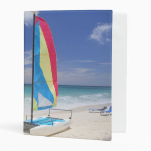 View Of Beach With Sailboat Mini Binder