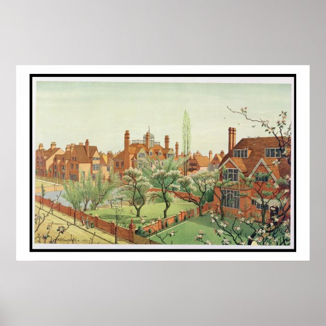 View of Bedford Park, 1882 (colour litho) Poster (Front)