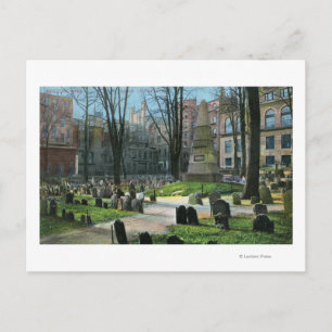 View of Ben Franklin's Tombstone Postcard