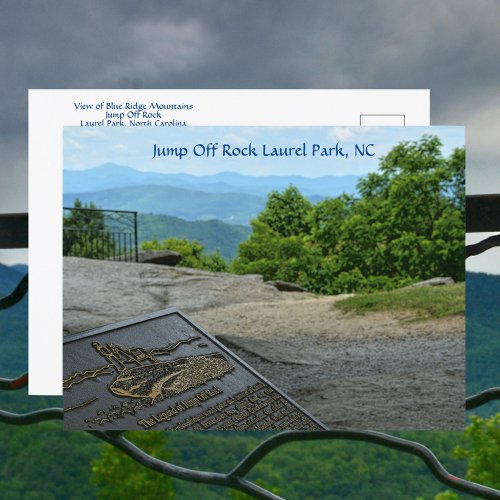 View of Blue Ridge Mountains Jump Off Rock NC Postcard
