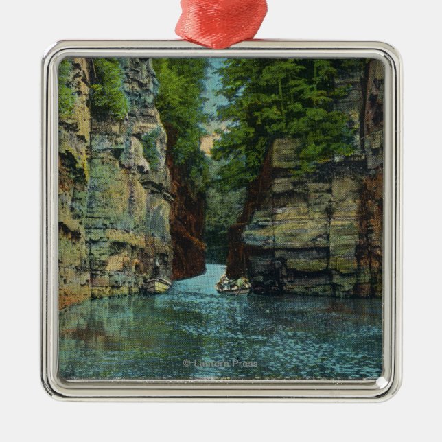 View of Boat Coming through the Flume Metal Ornament (Front)