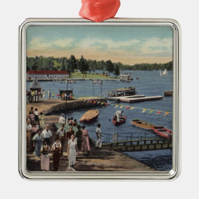 View of Boat Landing, Bathing Cove Metal Ornament (Front)