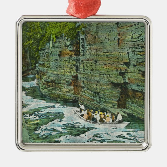 View of Boat Starting Down the Flume Metal Ornament (Front)