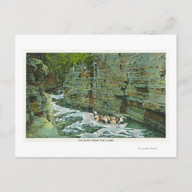 View of Boat Starting Down the Flume Postcard (Front)