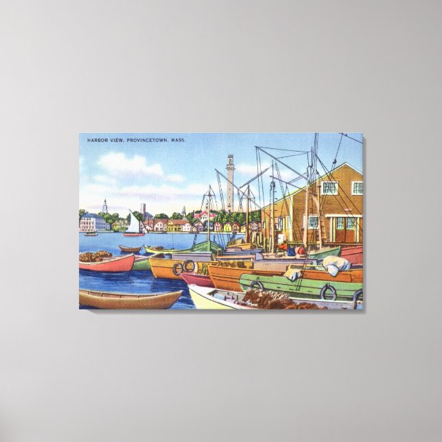 View of Boats in the Harbor Canvas Print (Front)