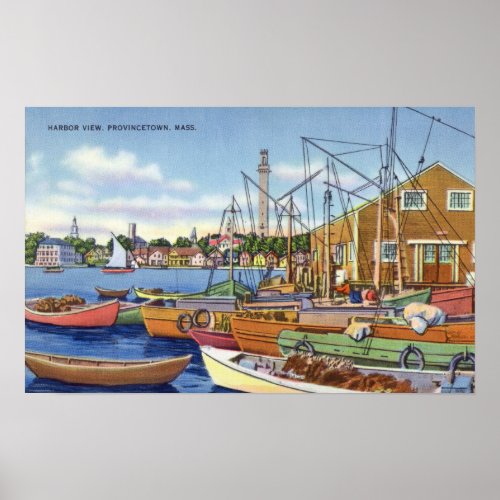 View of Boats in the Harbor Poster