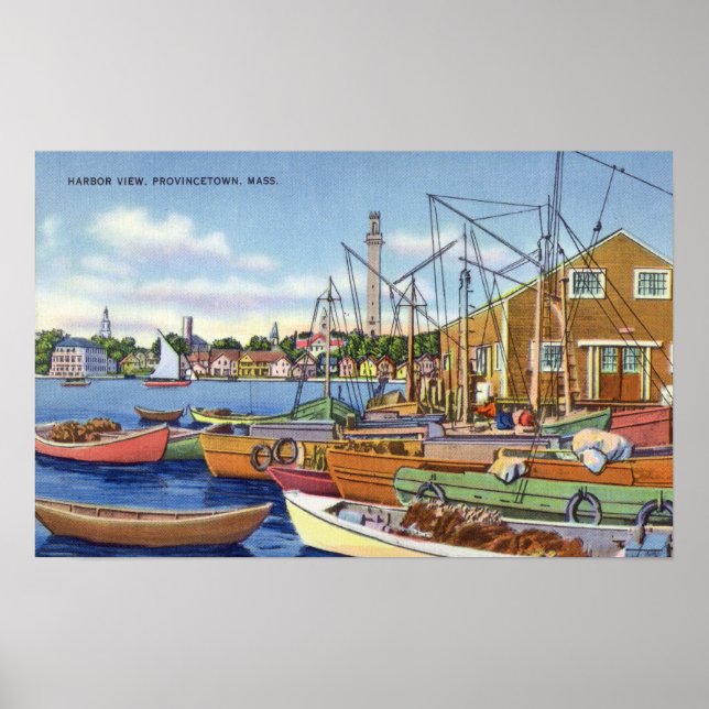 View of Boats in the Harbor Poster (Front)