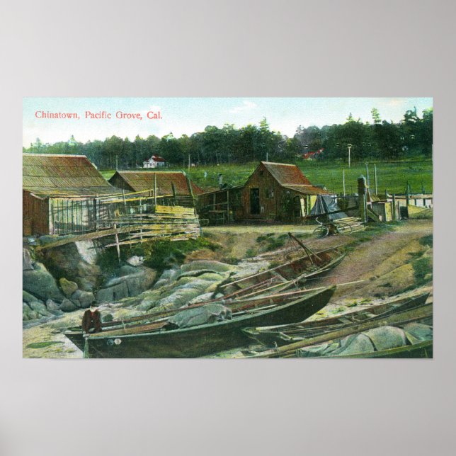 View of Boats on Beach in Chinatown Poster (Front)